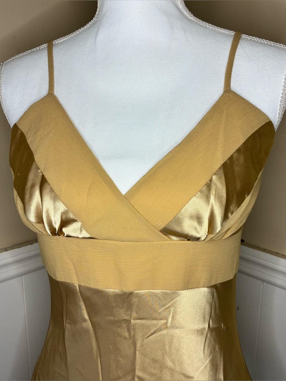 Vintage Gold Satin Babydoll Cami Size Medium - Picture 3 of 6